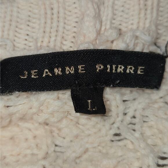 Jeanne Pierre Womens Large Pale Peach Sweater Cotton Long Sleeve Pockets Neutral - Picture 2 of 11